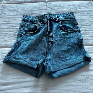 Acid wash high waisted shorts